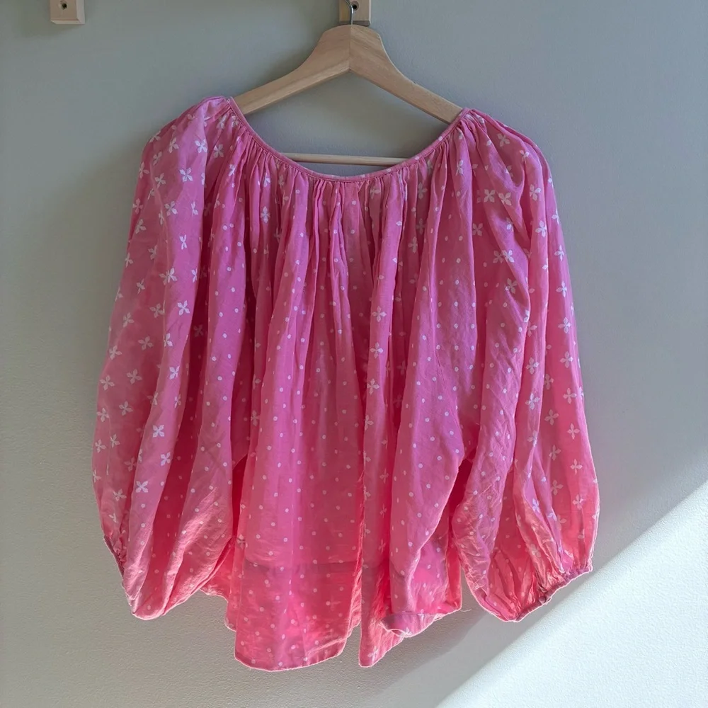 Pink Patterned Women's Boho Blouse - Picture 2 of 6